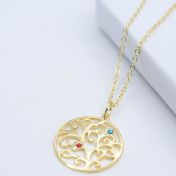 Boom des Levens Naam en Geboortesteen Ketting [18K Goud Verguld]