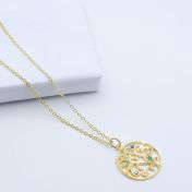 Collar de Piedras de Nacimiento Árbol de la Vida [Bañado en Oro de 18K]