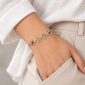 Flower Frame Birthstone Bracelet [Silver]