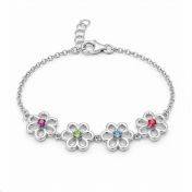 Flower Frame Birthstone Bracelet [Silver]