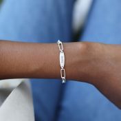 Blütenblätter Armband mit Gravur [Paperclip Design / Sterlingsilber]