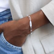 Blütenblätter Armband mit Gravur [Paperclip Design / Sterlingsilber]