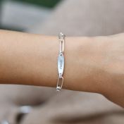 Blütenblätter Armband mit Gravur [Paperclip Design / Sterlingsilber]