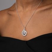 Diamond Blossom Photo Necklace [Sterling Silver]