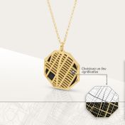 Collier Silhouette Carte Chemins Familiaux [Plaqué Or 18ct]