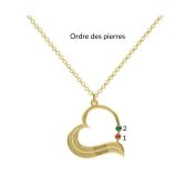 Collier du Coeur Résilient avec Pierre de Naissance et Noms [Plaqué Or 18ct]