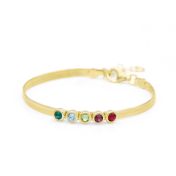 Herringbone Birthstone Bracelet [18K Gold Plated]