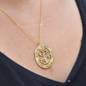 Boom des Levens Naam en Geboortesteen Ketting [Goud Verguld] 