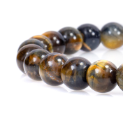Bracelet Œil de Tigre Vert avec Prénoms pour Homme