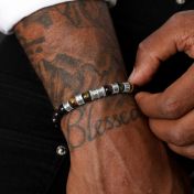 Cross Men Name Bracelet with Green Tiger Eye Stones [Silver]