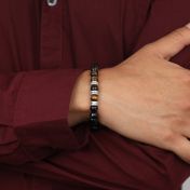 Bracelet Œil de Tigre Vert Prénoms avec Diamants pour Homme [Argent 925]