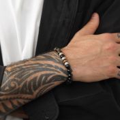 Bracelet Œil de Tigre Vert avec Prénoms pour Homme