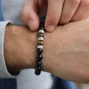 Bracelet Œil de Tigre Vert avec Prénoms pour Homme