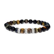 Bracelet Œil de Tigre Vert avec Prénoms pour Homme