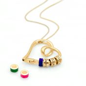 Ties of the Heart Name Necklace with Blue Charm [18K Gold Plated]