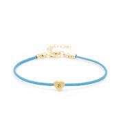Ties of Heart Initial Bracelet - Turquoise Cord [18K Gold Plated]