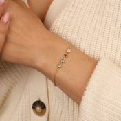 Verzauberte Sterne Geburtsstein-Armband mit Herz Charm [750er vergoldet]