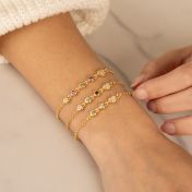 Verzauberte Sterne Geburtsstein-Armband mit Herz Charm [750er vergoldet]
