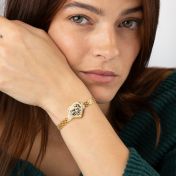Herzensbindungen Silhouette Armband mit Milanaise Kette und Landkarte [750 vergoldet]