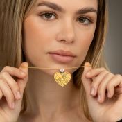 Ties of Heart Engraved Map Necklace With 1 Ct Diamond [18K Gold Plated]