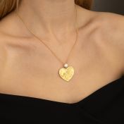 Ties of Heart Engraved Map Necklace With 1 Ct Diamond [18K Gold Plated]