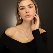 Ties of Heart Engraved Map Necklace With 1 Ct Diamond [18K Gold Plated]