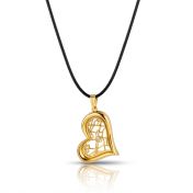 Herzensbindungen Halskette mit Kartenanhänger [750er Gold Vermeil / schwarze Kordel]