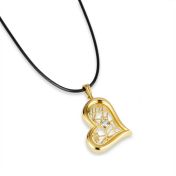 Herzensbindungen Halskette mit Kartenanhänger [750er Gold Vermeil / schwarze Kordel]