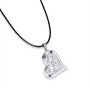 Collier Carte Liens du Cœur - Argent 925 / Cordon Noir