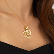 Erster Kuss Kette mit Kartenanhänger und Diamantenschleife [750er Gold Vermeil]