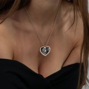 Ties of Heart Silhouette Map Necklace [14 Karat White Gold]