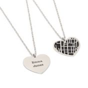 Ties of Heart Silhouette Map Necklace [14 Karat White Gold]