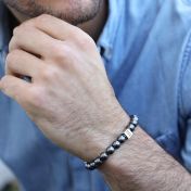 Pulsera Clásica de Hematita para Hombre - Plata de Ley