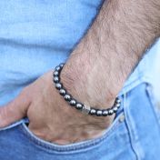 Pulsera Clásica de Hematita para Hombre - Plata de Ley