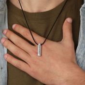 Namenskette für Herren – Sterlingsilber / Schwarze Kordel