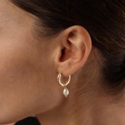 Dazzling Pearl Hoop Earrings - Medium [18K Gold Plated]