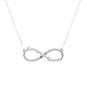 Collier Infinité Éblouissante Avec Pierres de Naissance et Noms [Argent 925]