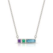Talisa Stars Bar Birthstone Necklace [Silver]