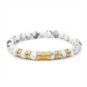 Bracelet Femme Boussole avec Pierres Howlite - Plaqué Or 18 ct