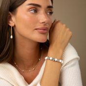Ties of Love Howlite Birthstone Beaded Bracelet – Engraved Spheres [Silver]