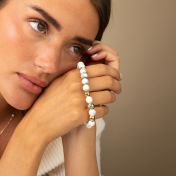 Ties of Love Howlite Birthstone Beaded Bracelet – Engraved Spheres [18K Gold Vermeil]