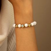 Ties of Love Howlite Birthstone Beaded Bracelet – Engraved Spheres [18K Gold Vermeil]