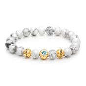 Ties of Love Howlite Birthstone Beaded Bracelet – Engraved Spheres [18K Gold Vermeil]