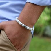 Nazar Auge Herrenarmband aus Howlith mit Gravur