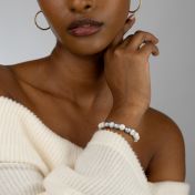 Howlite Women Name Bracelet – Diamond Spheres [Sterling Silver]