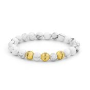 Howlite Beaded Bracelet - Engraved Spheres [18K Gold Vermeil]