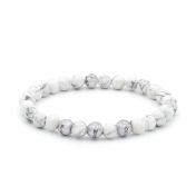 Howlite Women Name Bracelet – Diamond Spheres [Sterling Silver]