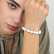 Namensarmband für Damen aus Howlith mit Diamanten [Sterlingsilber]