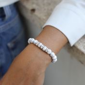 Namensarmband für Damen aus Howlith mit Diamanten [Sterlingsilber]