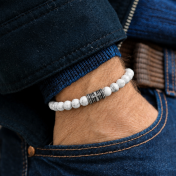 Cross Men Bracelet with Howlite Stones